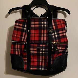 Kate Landry Red and Black Plaid Backpack
